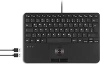 Perixx PERIBOARD-526 H DE Kabelgebundene Mini-USB-Tastatur mit Trackball -