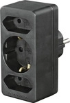 Hama 00223216, Hama Steckdosenadapter 3-fach, 1x Schutzkontakt, 2x Euro, Schwarz