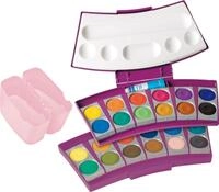 Pelikan Deckfarbkasten ProColor 735, 24 Farben, beere/rosa 2 abnehmbare Wasserboxen,