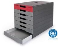 DURABLE Schubladenbox IDEALBOX PLUS grau/rot 776303, DIN A4 mit 7 Schubladen, 1...