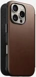 Nomad Modern Leather Folio Schutzh&uuml;lle f&uuml;r iPhone 16 Pro Braun - MagSafe Folio-Case