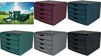 helit Schubladenbox the green chameleon, schwarz 4 Sch&uuml;be, aus recyceltem Kunststoff
