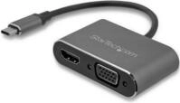 StarTech.com USB C to VGA and HDMI Adapter - Aluminum - USB-C Multiport - Externer