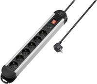 Renkforce RF-6417718 &Uuml;berspannungsschutz-Steckdosenleiste 6fach Schwarz, Aluminium
