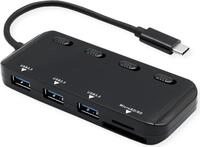 ROLINE USB3.2 Gen1 Notebook Hub, Typ C / 3x A mit Schalter + CardReader (14.02.5059)