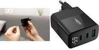 ANSMANN USB-Steckdosenadapter HOME CHARGER HC365PD, schwarz mit Display, Eurostecker,