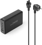 Hama USB-Ladestation 5 Ports, GaN, Schnellladeger&auml;t, 4xUSB-C, 1xUSB-A, PD, 240 W