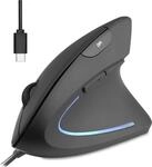 Perixx PERIMICE-513 C Vertikale Ergonomie-Maus USB-C schwarz Rechtsh&auml;nder