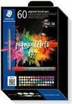 STAEDTLER Fasermaler pigment brush pen, 60er Kartonetui Pinselspitze, Multi Ink
