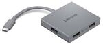 Lenovo USB-C 4-in-1 Travel Hub Gen 2 - Dockingstation, HDMI 4K 60Hz, 2x USB-A, Audio