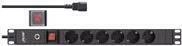 InLine&reg; 48,30cm (19) Steckdosenleiste, 6-fach Schutzkontakt, C14 Anschluss,