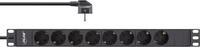 InLine&reg; 48,30cm (19) Steckdosenleiste, 8-fach Schutzkontakt, ohne Schalter, 2m,