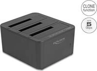 Delock USB Dockingstation f&uuml;r 3 x SATA HDD SSD mit 1 2 Klon Funktion (64332)