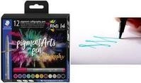 STAEDTLER Fasermaler pigment calligraphy pen, 12er Etui Kalligraphiespitze,