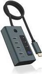 ICY BOX IB-HUB1454-C31 USB 3.2 Gen 1 (3.1 Gen 1) Type-C 10000 Mbit/s Blau - Grau