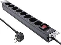 InLine&reg; 19 Steckdosenleiste, 8-fach Schutzkontakt, mit Schalter, 2m, schwarz