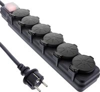 InLine&reg; Outdoor-Steckdosenleiste, 6-fach Schutzkontakt, IP44, mit Schalter, 5m