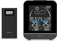 Hama Wetterstation La Gomera, mit Au&szlig;ensensor, Funk, Wecker, Schwarz (00222218)