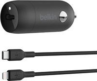 Belkin Dual USB-C Kfz-Ladeger&auml;t incl. Lightning, 1m, schwarz (CCA004bt1MBK-B5)