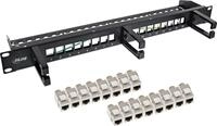 InLine Patchfeld Cat.6A 16-fach - mit 3 B&uuml;geln - 16 Keystones - 19 - 1HE -...