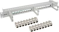 InLine Patchfeld Cat.6A 16-fach - mit 3 B&uuml;geln - 16 Keystones - 19 - 1HE - grau