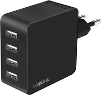 Logilink PA0336, LogiLink USB-Steckdosenadapter, 4x USB-A, 24 Watt, schwarz