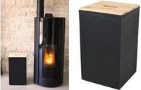 EDA Pellets-Aufbewahrungsbox, 36 Liter, schwarz aus Kunststoff mit Holzdeckel,