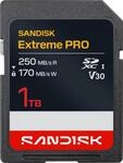SanDisk SDXC Extreme PRO 1TB (UHS-I, V30, U3, R250 MB/s / W170MB/s, 4K UHD)