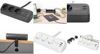 DIGITUS 3-Wege-Schreibtisch-Steckdose 3x Steckdose 2x USB-A 1xUSB-C 3680W 12W 30W -