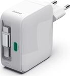Hama Schnellladeger&auml;t, GaN, 2x USB-C, ausziehbares Ladekabel, PD, 65 W, Wei&szlig;