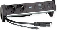 Bachmann DESK2 ALU BLACK 2xCEE7/3 1.0m 1xUSBCharger A/C 22W 1xUSB C (937.3410)