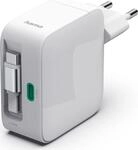 Hama Schnellladeger&auml;t, GaN, 2x USB-C, ausziehbares Ladekabel, PD, 30 W, Wei&szlig;