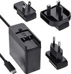 InLine&reg; TravelCharge USB-C Netzteil 140W, GaN, festes Kabel, EU/UK/US, schwarz