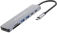 Conceptronic DONN28G 7-in-1 USB 3.2 Gen 1 Dockingstation, 4K60Hz HDMI, USB-A 5Gbps x