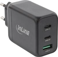InLine USB PD Netzteil - GaN Ladeger&auml;t - 3-Port - Dual USB-C + USB-A - 65W (31506F)