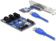 Delock Riser Karte PCI Express x1 zu 3 x PCIe x1 mit 50 cm USB Kabel (41442)