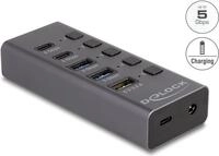 Delock USB 5 Gbps Hub mit 2 x Typ-A und 2 Type-C Buchse 1 Schnellladeport+...