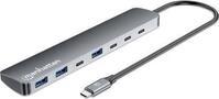 Manhattan 10G/5G USB-C/USB-A Hub mit Power Delivery USB-C-Stecker auf vier
