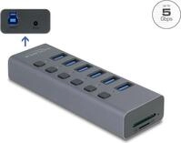 Delock Externer USB 5 Gbps 6 Port Hub mit Schalter und SD Micro Slot (64237)