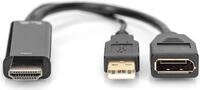 DIGITUS - Adapterkabel - HDMI m&auml;nnlich zu USB, DisplayPort - 20cm - Doppelisolierung