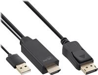 InLine&reg; HDMI zu DisplayPort Konverter Kabel, 4K, schwarz/gold, 1m (17161P)