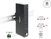 Delock Industrie Hub 10 x USB 5 Gbps Typ-A mit 8 kV ESD Schutz und