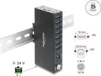 Delock Industrie Hub 7 x USB 5 Gbps Typ-A mit 8 kV ESD Schutz und