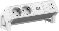 BACHMANN DESK2 ALU WHITE 2xCEE7/3, 1xUSB C/C 45W L=0,2m RAL9010 (BM0022042)