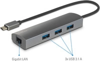 Renkforce RF-3374952 Schnittstellen-Hub USB 2.0 Type-C 1000 Mbit/s Schwarz - Grau