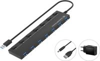 Conceptronic HUBBIES19BP 7-Port-USB 3.0-Hub mit Netzteil, 90 cm Kabel, einzelner