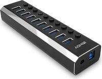 Lindy - Hub - mit Ein-/Aus-Schaltern - 10 x SuperSpeed USB3.0 - Desktop (43370)