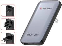 Verbatim Slim GaN Charger 2 Port 65W (EU/UK/US) Grey (30280)