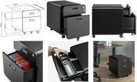 LogiLink Rollcontainer, 2 Sch&uuml;be, schwarz mobiler Aktenschrank mit Rollen,