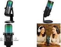 LogiLink USB Mikrofon mit RGB-Licht,Cardioid/omnidirektional HD-Aufnahmen in